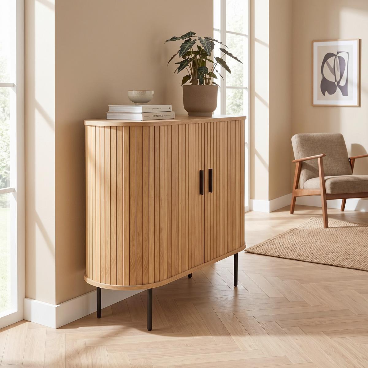 KOMMODE naturfarben, B: 100cm - Schwarz/Naturfarben, Design, Holzwerkstoff (100/118/40cm) - Livetastic