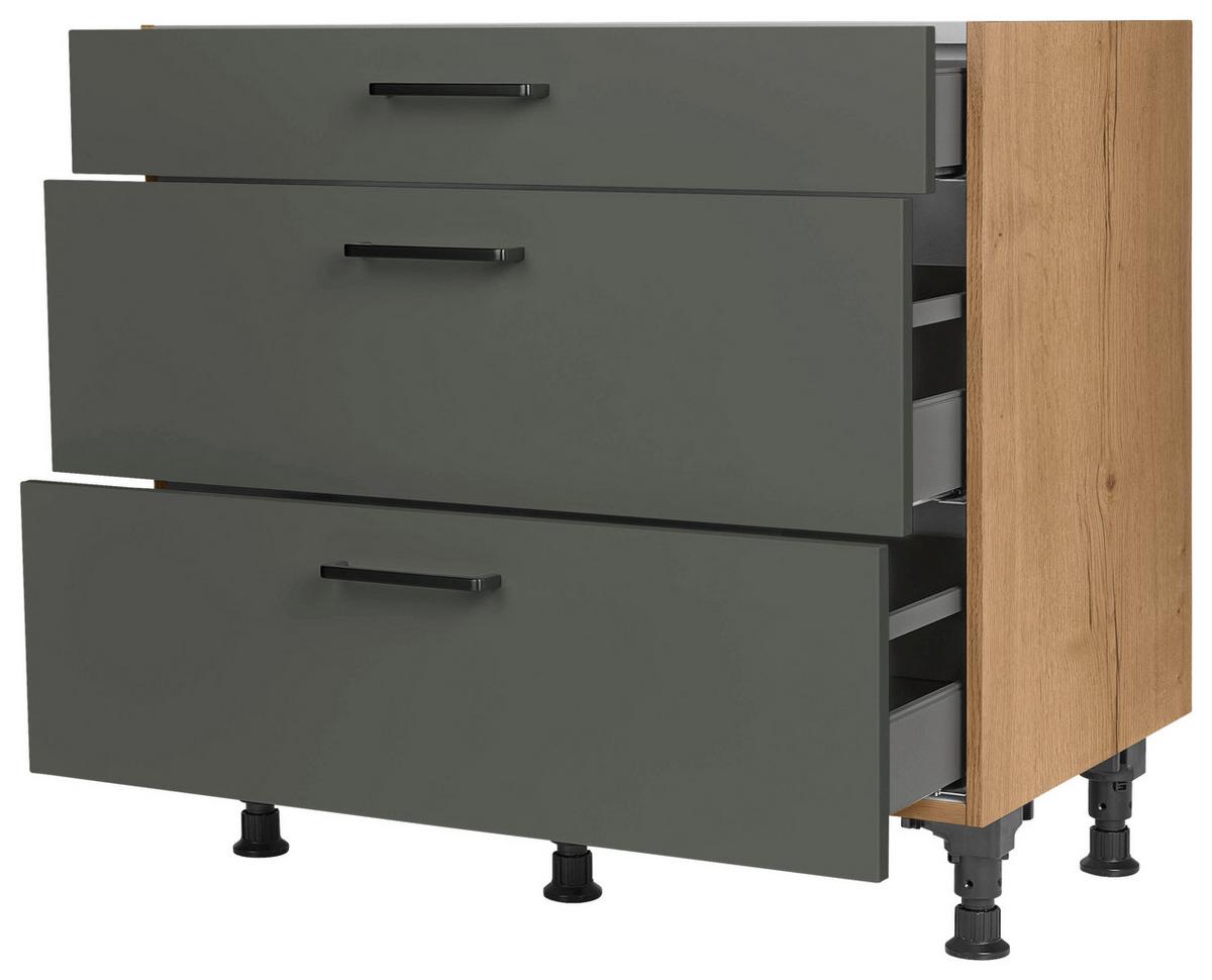 Schubkastenunterschrank Easytouch - Eichefarben/Grün, MODERN, Holzwerkstoff (90/87/56cm) - Nobilia