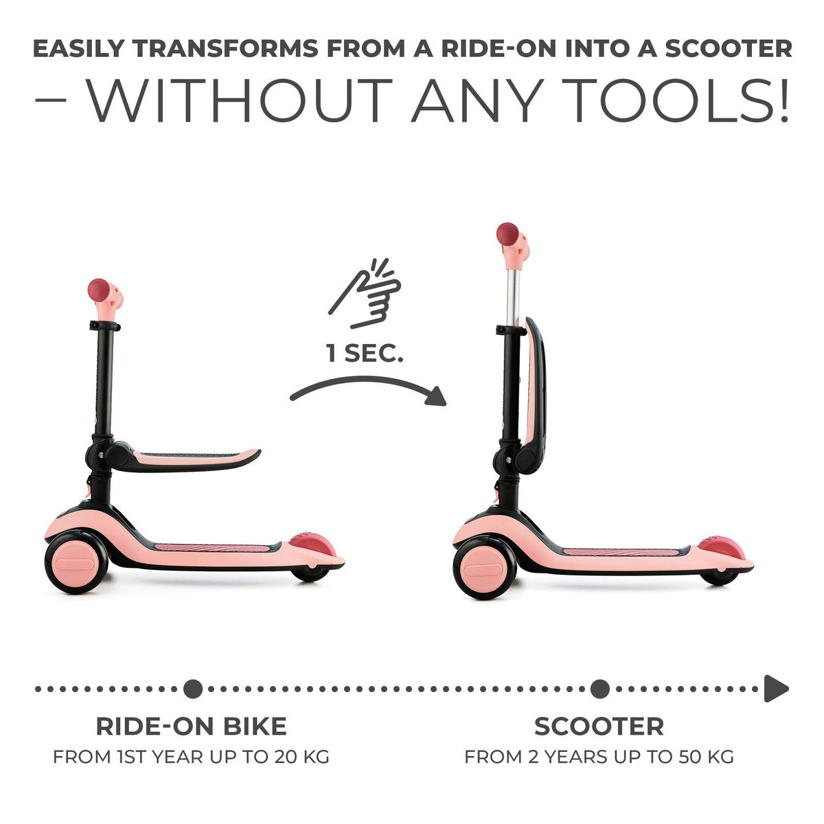 Mini-scooter Halley Rosa,  B/h/t: 31x64-77,5x60 - Schwarz/Rosa, Basics, Kunststoff/Metall (31/64-77.5/60cm) - Kinderkraft