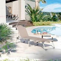 Gartenliege Taupe Alufarben inkl. Sonnendach, B: 55 cm - Taupe/Alufarben, MODERN, Textil/Metall (55/31/193cm) - Modante