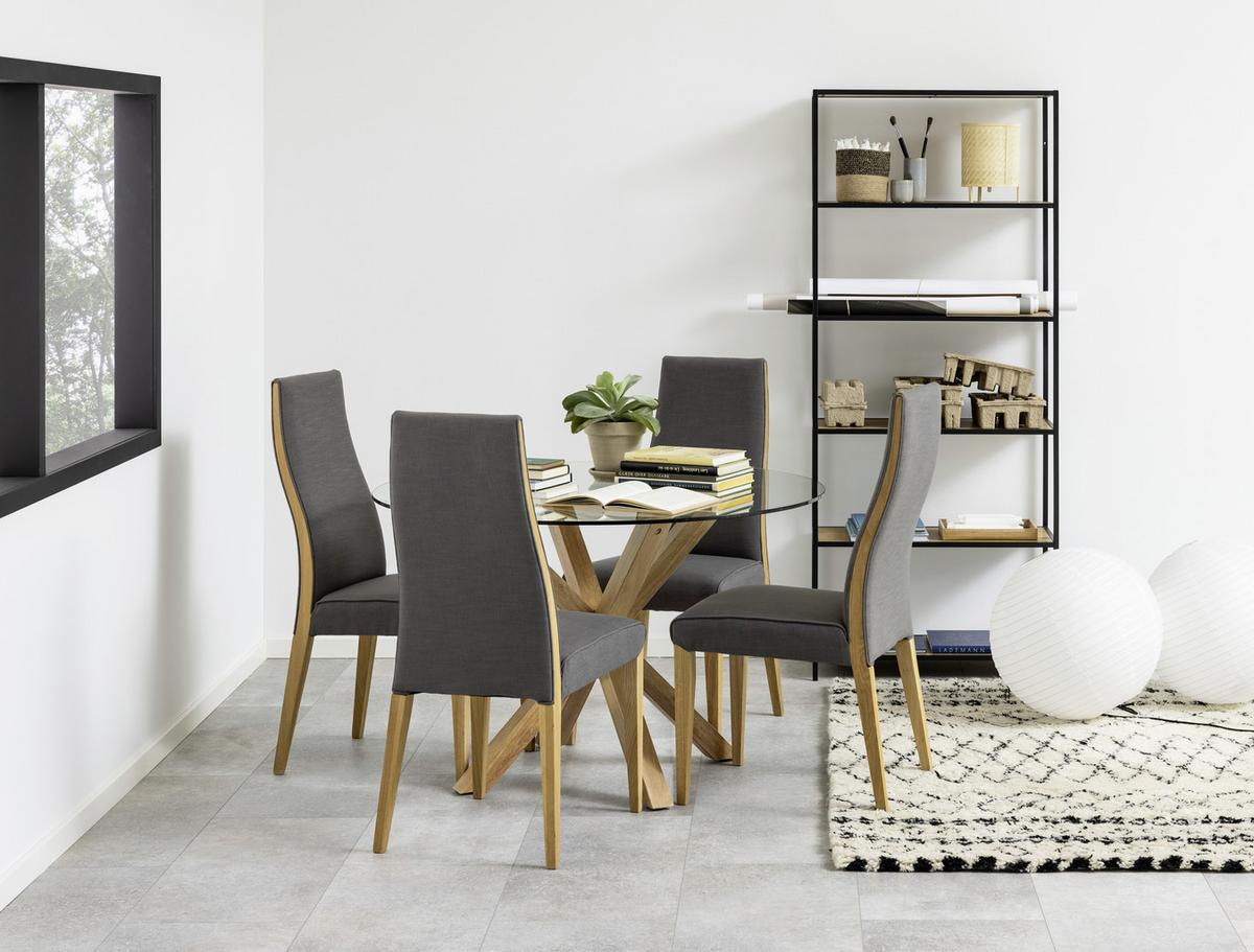 Esstisch Rund Heaven 119x75,5 cm - Klar/Eichefarben, Trend, Glas/Metall (119/75,5cm) - MID.YOU