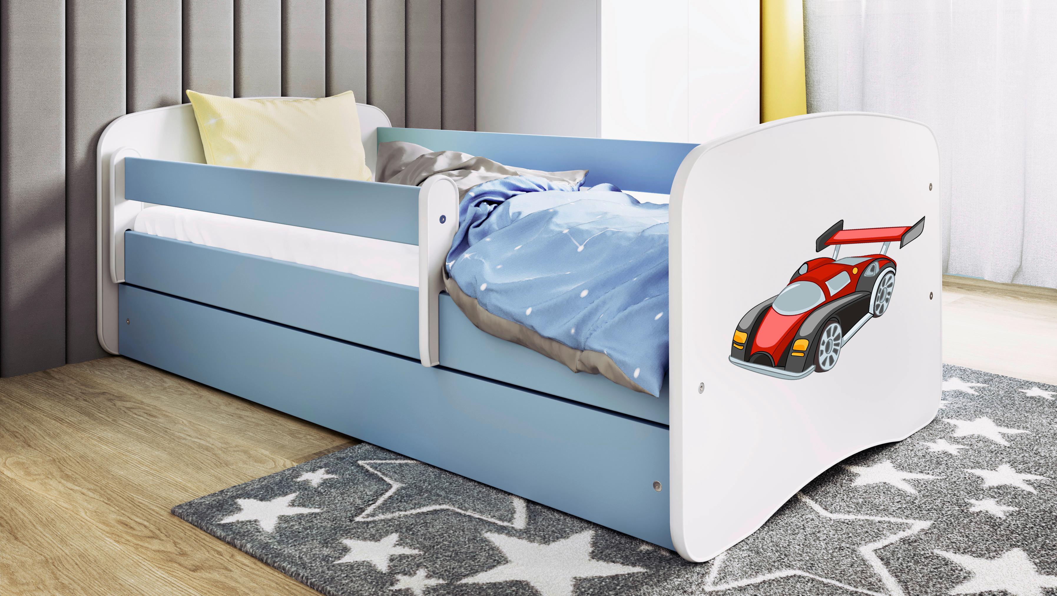 Kinder-/Juniorbett Babydreams inkl. Matratze 80x160 - Blau/Birkefarben, MODERN, Holz/Holzwerkstoff (80/160cm) - MID.YOU