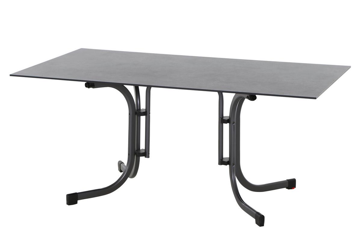 Gartentisch Klappbar Metall /Kunststoff/Holz L 160 cm - Anthrazit, KONVENTIONELL, Holzwerkstoff/Kunststoff (160/90/71cm) - Siena Garden