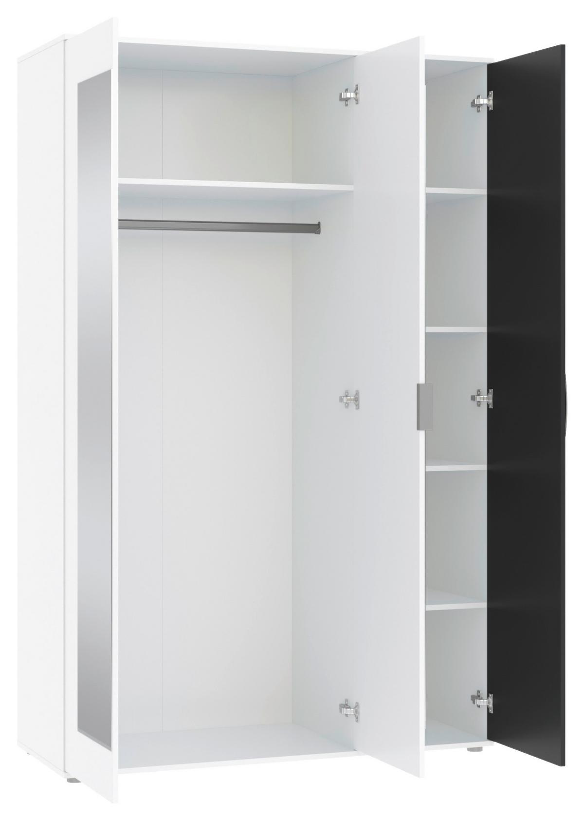 Kleiderschrank Jan Weiß/anthrazit, B: 135 Cm - Anthrazit/Weiß, Trend, Glas/Holzwerkstoff (135/210/52cm)