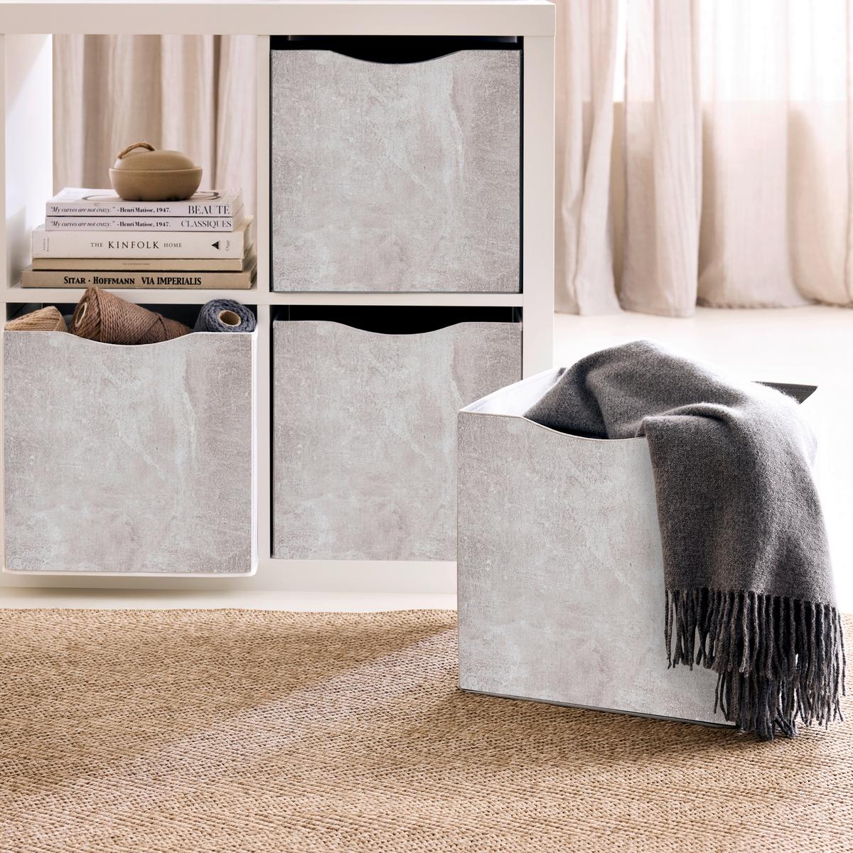 Skládací krabice BETTY - šedá, Konvenční, kompozitní dřevo/textil (33/33/32cm) - Mömax