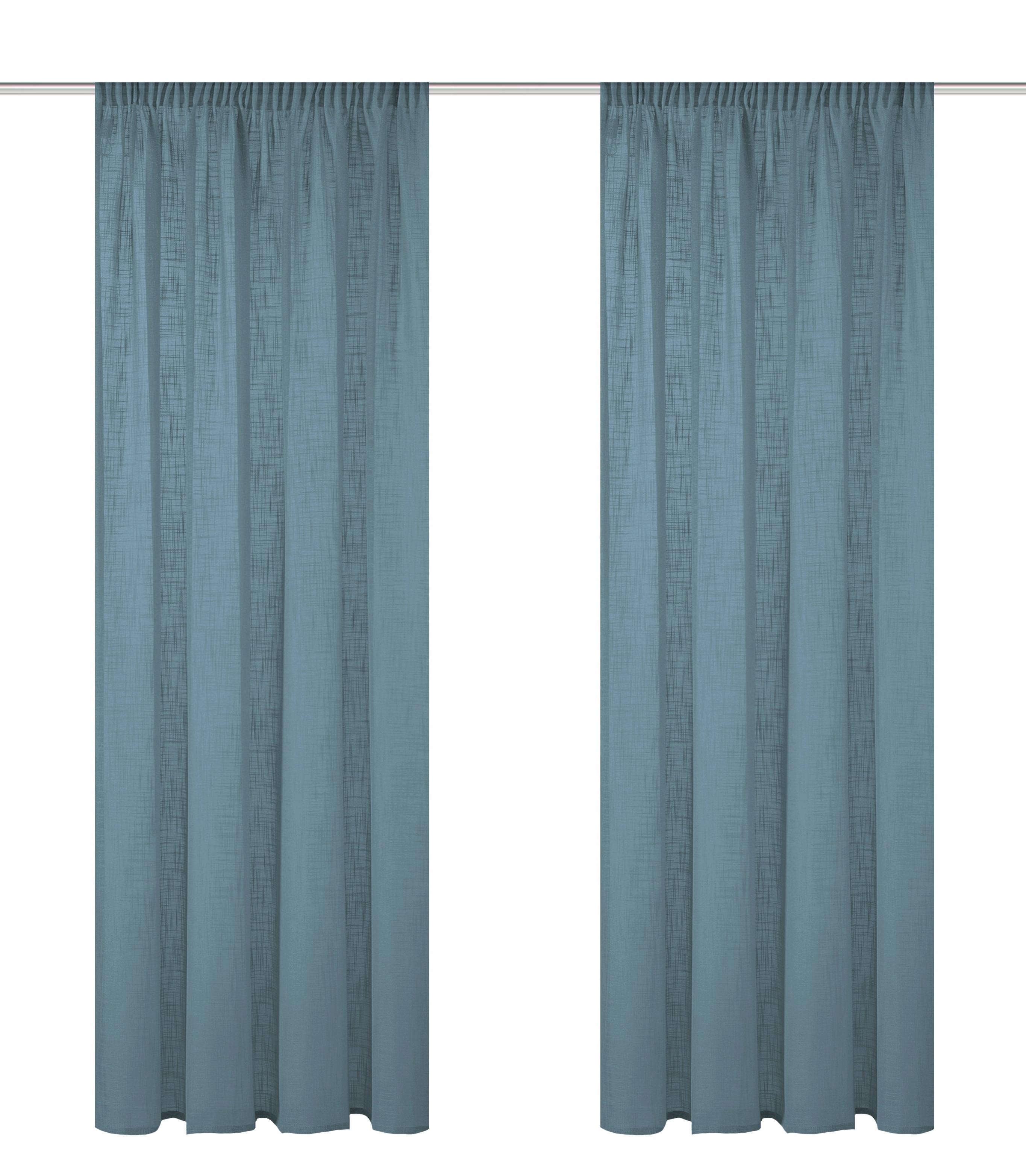 Fertigvorhang Softy 2er Set - Blau, Basics, Textil (140/245cm)