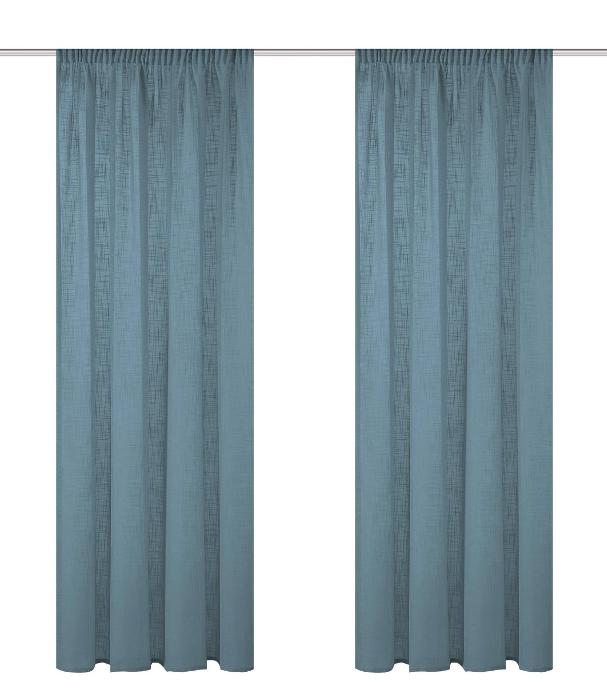 Fertigvorhang Softy 2er Set - Blau, Basics, Textil (140/160cm)