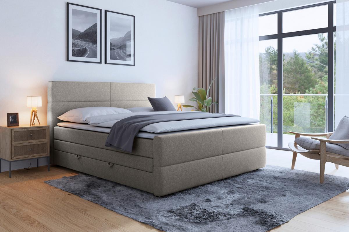 Boxspringbett Verona 180x200 cm Silberfarben - Silberfarben/Schwarz, MODERN, Karton/Holzwerkstoff (180/200cm) - MID.YOU
