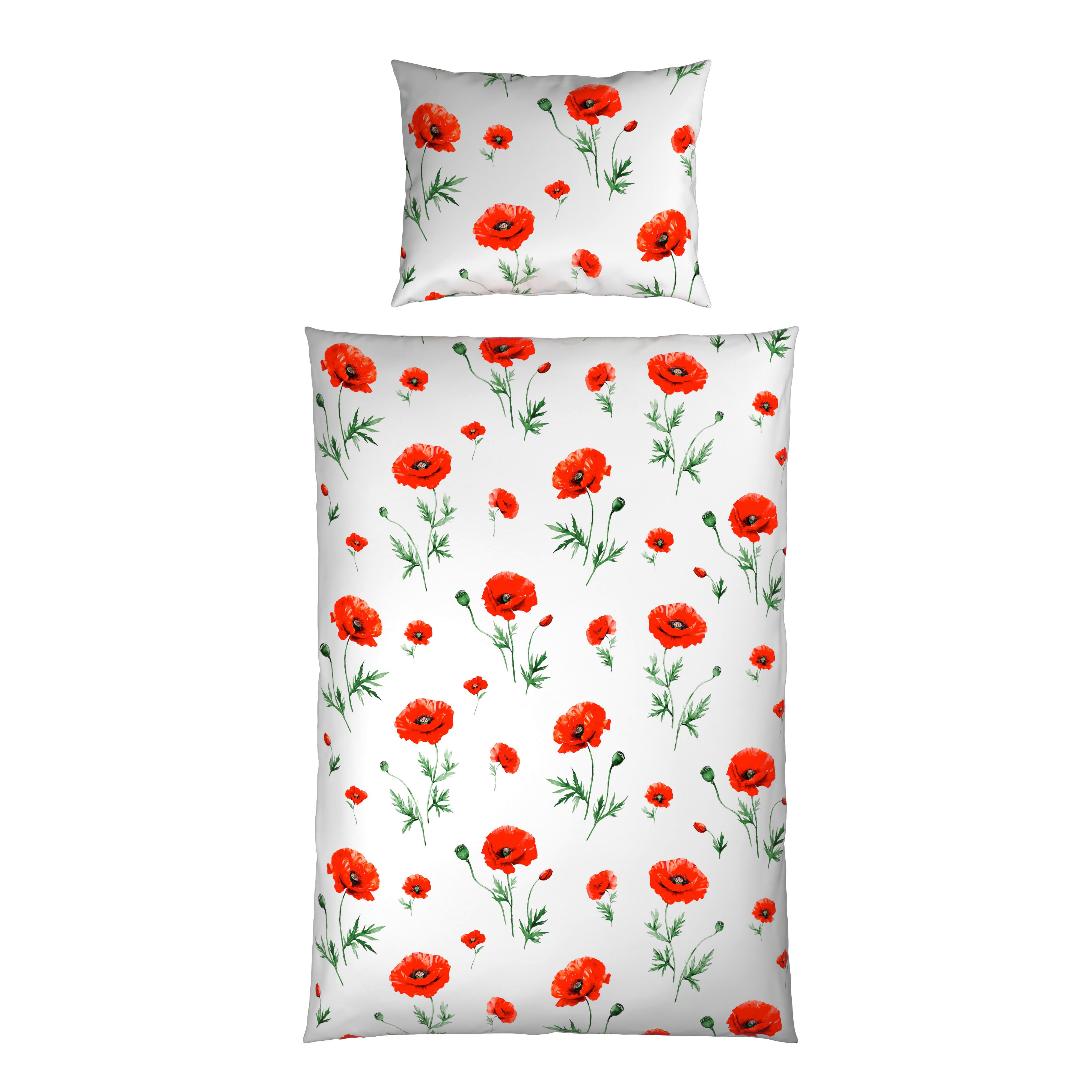 Bettwäsche Poppy - Rot/Weiß, MODERN, Textil - Luca Bessoni