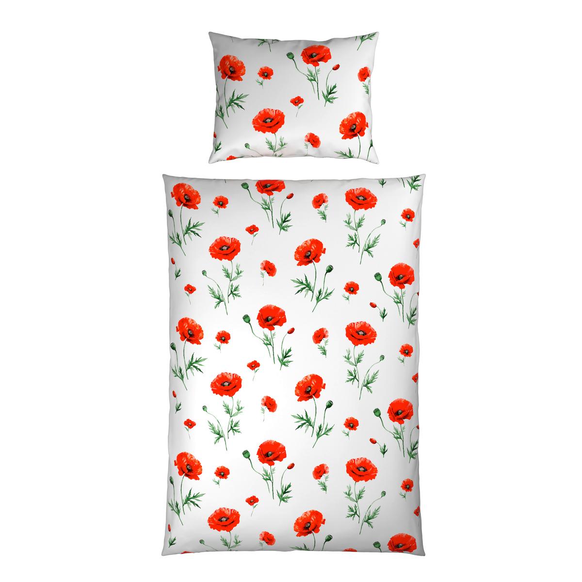 Bettwäsche Poppy - Rot/Weiß, MODERN, Textil - Luca Bessoni