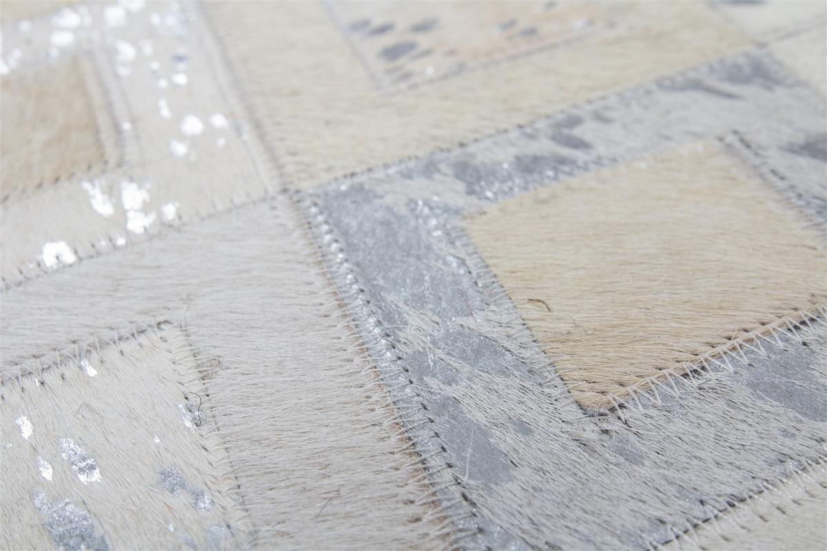 Pouf Dazzle Creme/Grau Silberfarben B: 45 cm - Silberfarben/Creme, Design, Leder (45/45/45cm) - Kayoom