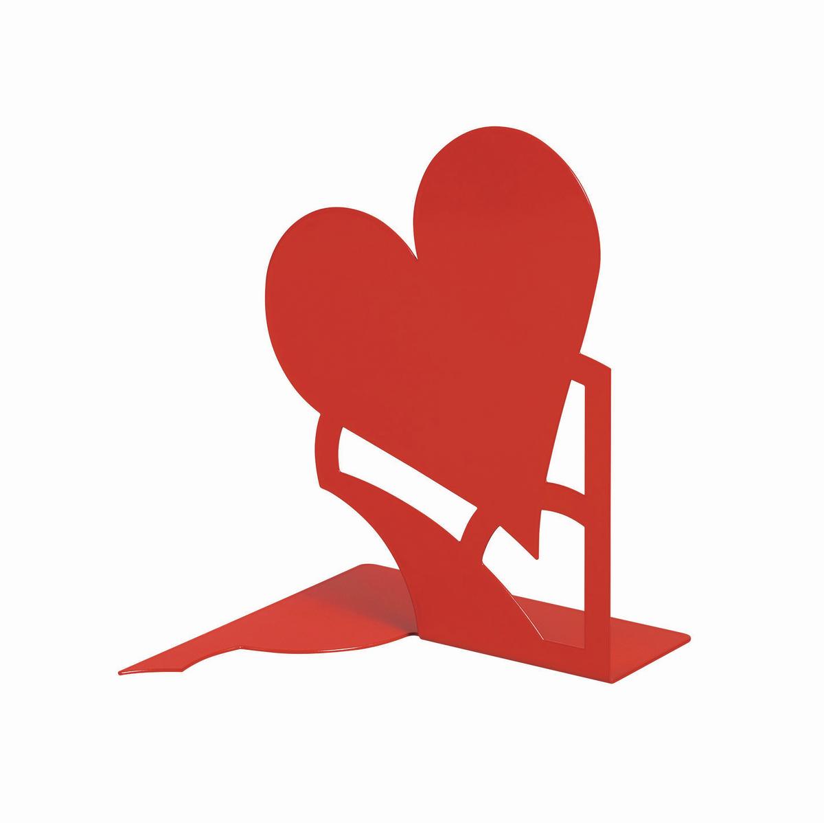 PODPĚRA KNIH MON AMOUR - červená, kov (14,6/19/14,5cm)