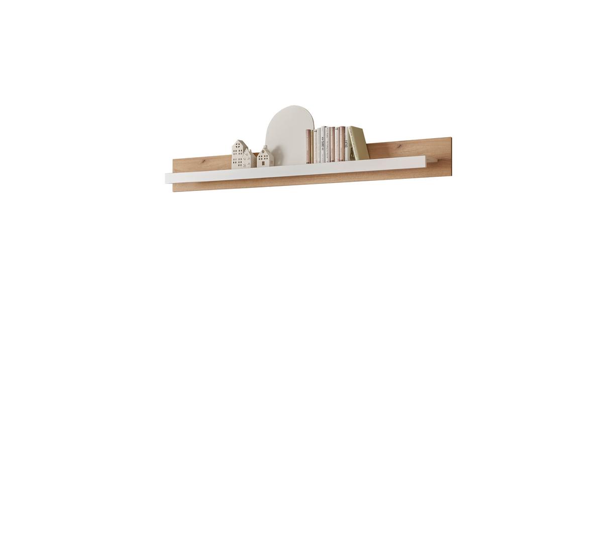 Wandboard Brixen Weiß/Eichefarben B: 198cm - Eichefarben/Weiß, Design, Holzwerkstoff (198/21/20cm) - MID.YOU