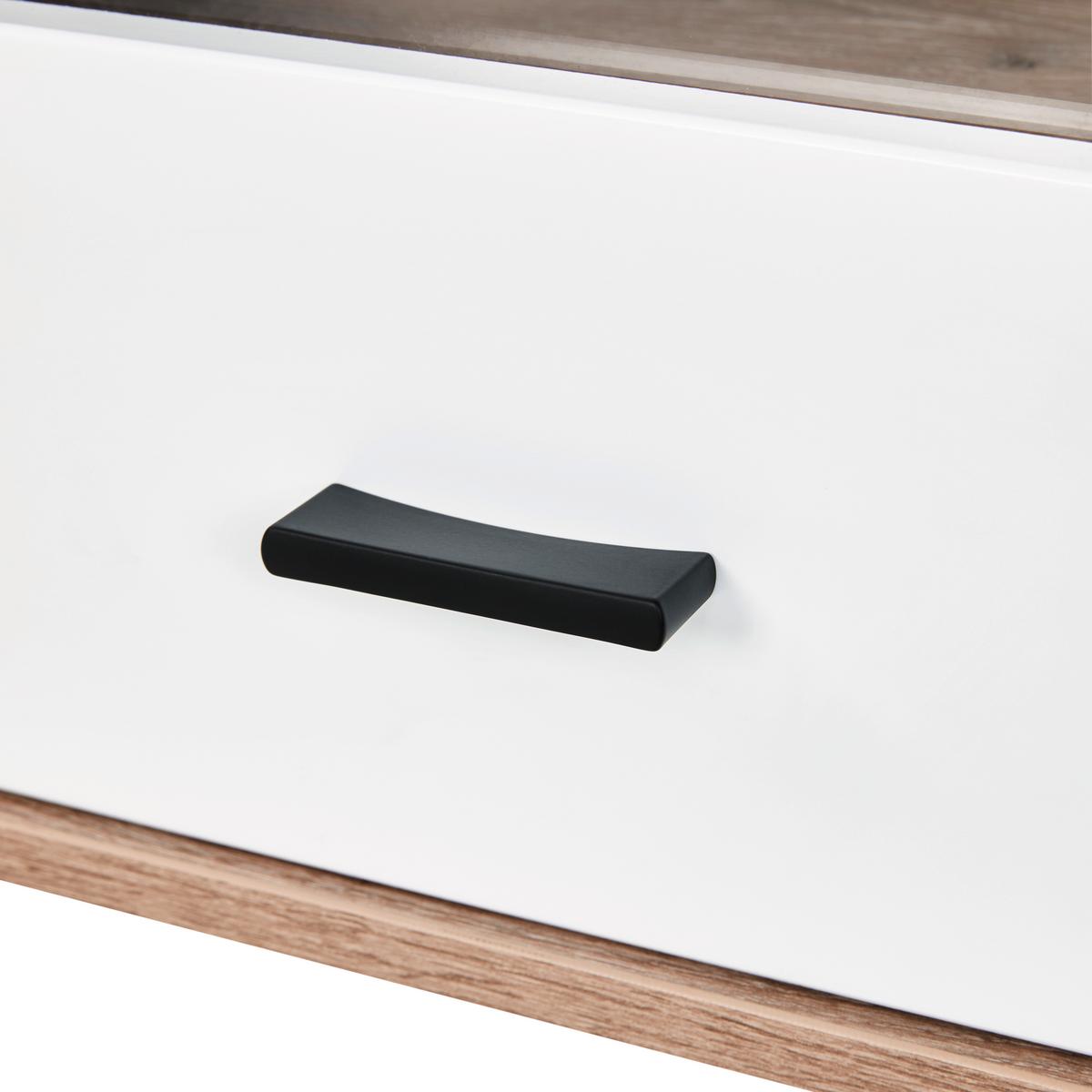 Tv-lowboard Liverpool B: 239 Cm Weiß/eichefarben - Eichefarben/Schwarz, MODERN, Glas/Holzwerkstoff (239/52/44cm)