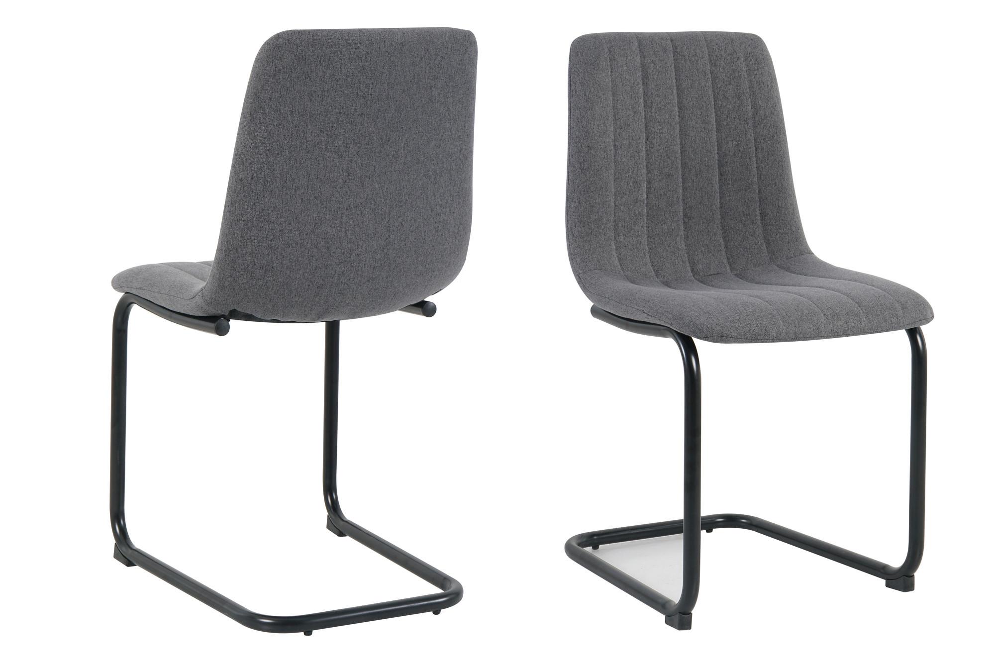 STUHL-SET Anthrazit, B: 43cm - Anthrazit/Schwarz, Design, Textil/Metall (43/87/53cm) - Livetastic