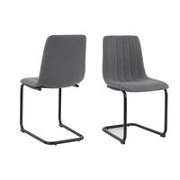 STUHL-SET Anthrazit, B: 43cm - Anthrazit/Schwarz, Design, Textil/Metall (43/87/53cm) - Livetastic