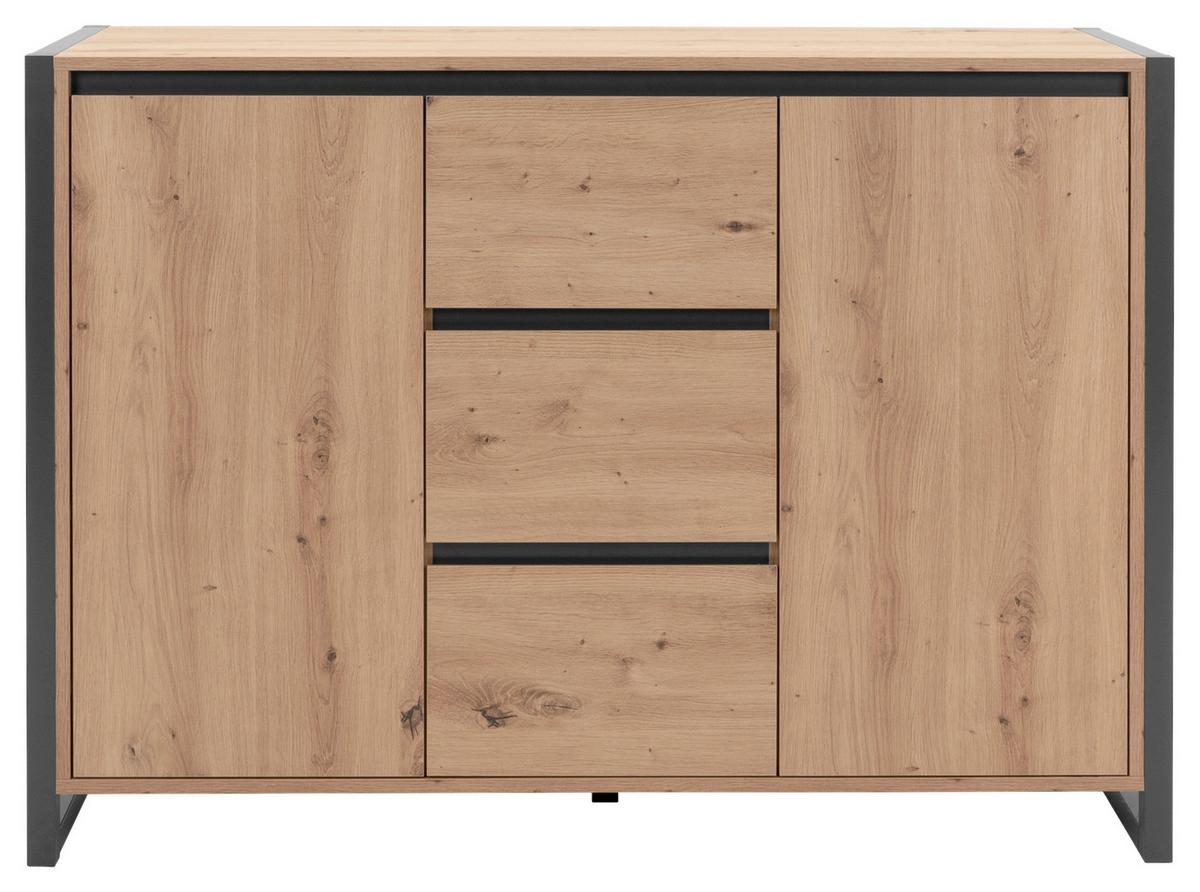 Kommode 120cm Denver 2 Eiche Dekor - Eichefarben/Anthrazit, KONVENTIONELL, Holzwerkstoff (120/88/40cm) - MID.YOU