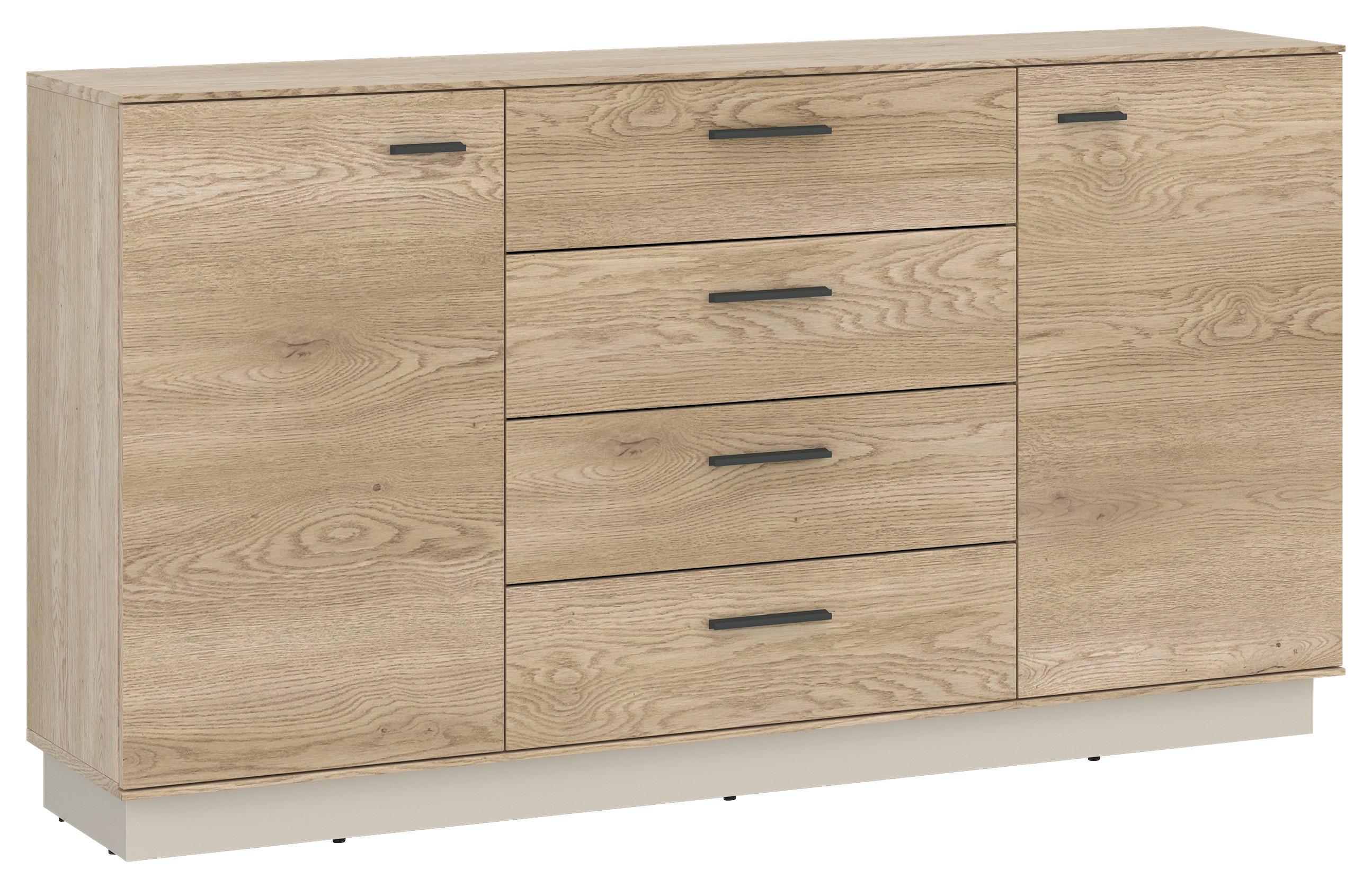 Sideboard, LAGOON, B: 155 cm Eichefarben/Kaschmir - Kaschmir/Eichefarben, MODERN, Holzwerkstoff (155/87,6/40cm)