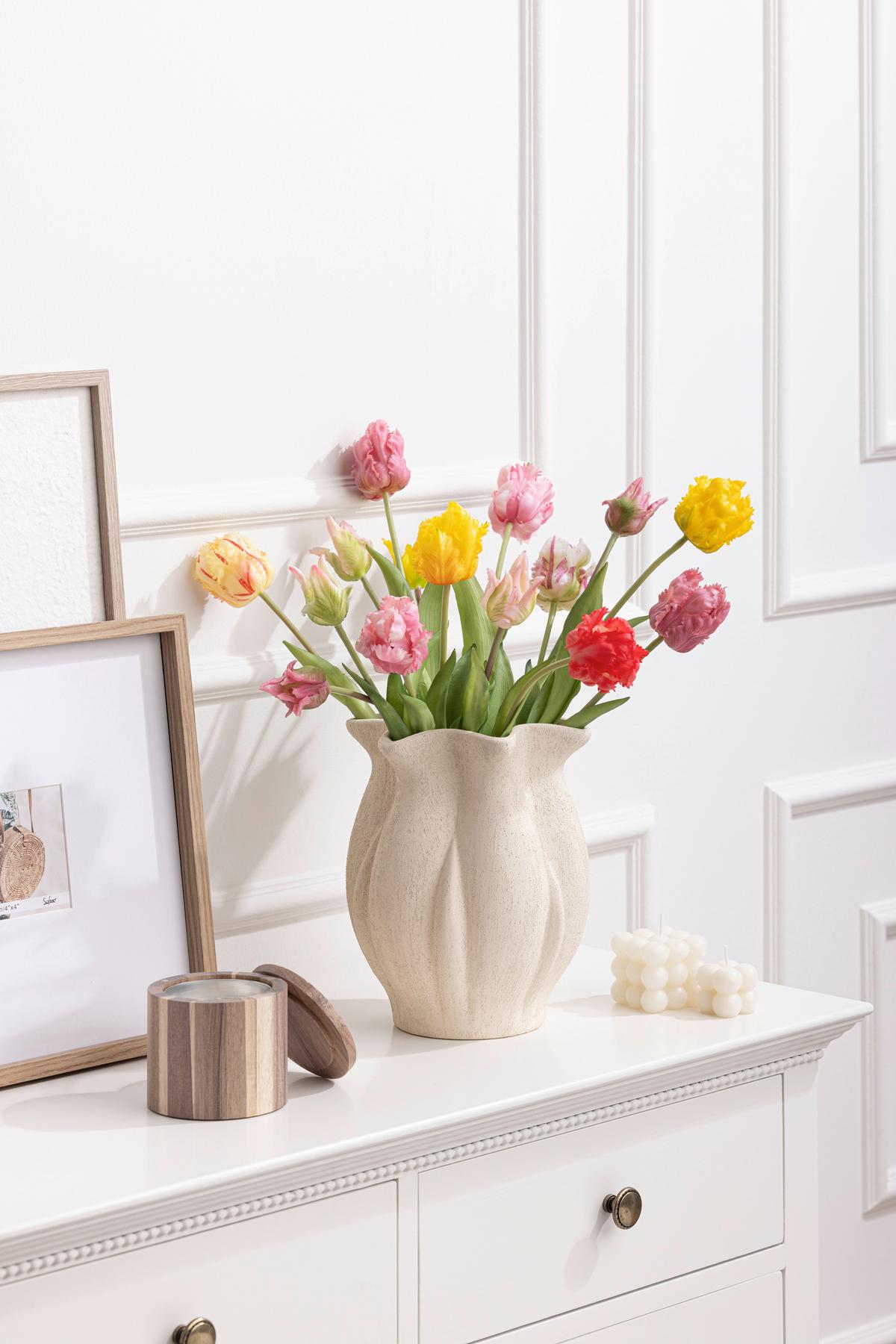 Dekovase Elke - Beige, KONVENTIONELL, Keramik (18/23cm) - Luca Bessoni