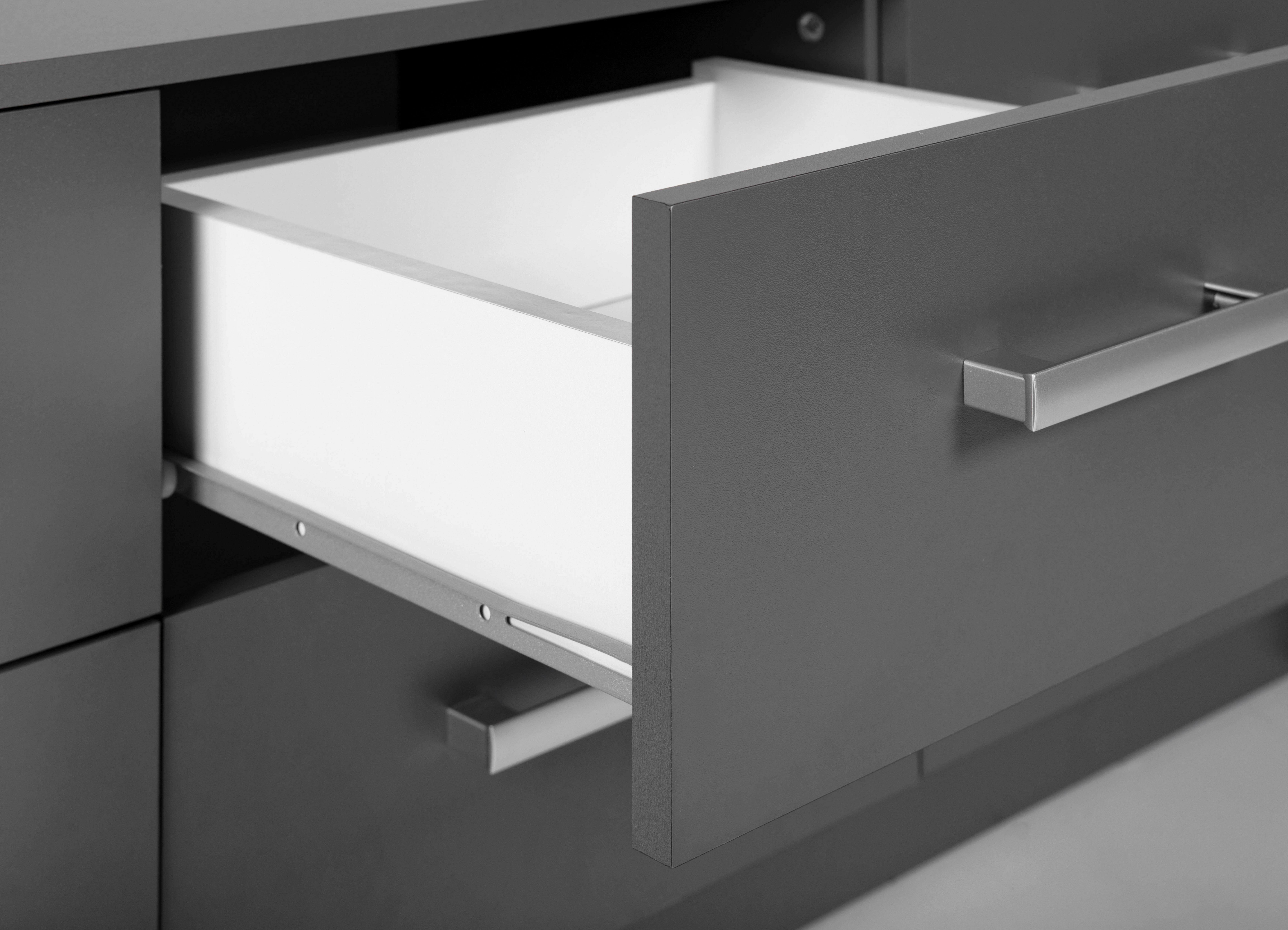 Holz Dekor • Graphitfarben • 6 Schubladen • L/B/H: ca. 121,80/40/50,8 cm