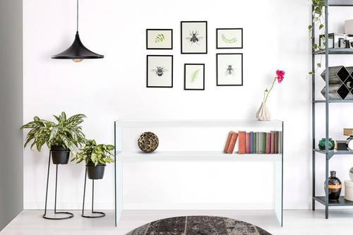 Beistelltisch mit Ablage Elementary Weiß - Klar/Weiß, Basics, Glas/Holzwerkstoff (32/110/75cm) - Kayoom