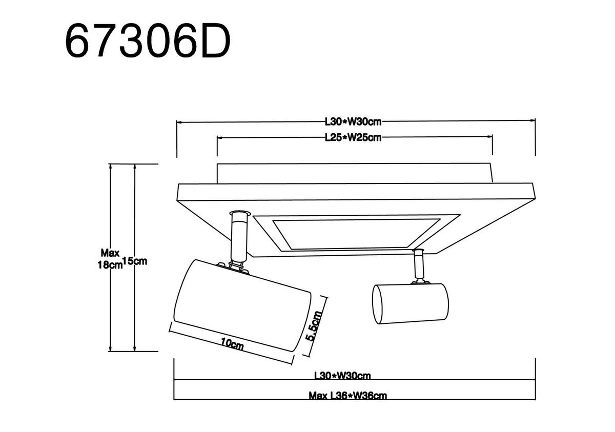LED-Deckenleuchte L: 30 cm, 3-Flammig, Stufenschalter - Opal/Schwarz, Design, Holzwerkstoff/Kunststoff (30/30/18cm) - Globo