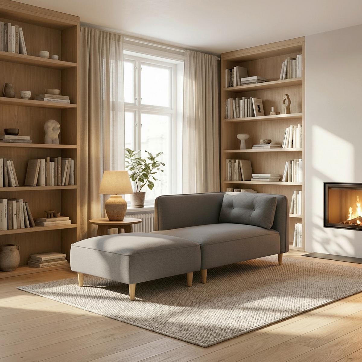 Modulární pohovka FANNY, tmavě šedá - tmavě šedá/přírodní barvy, Moderní, dřevo/textil (154/55/73cm) - Bessagi Home