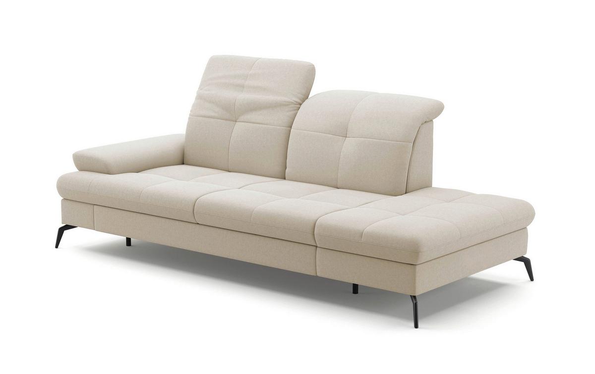 Récamiere Amica E, Creme B: 231 Cm - Creme/Schwarz, KONVENTIONELL, Textil (231/90/122cm) - Sit & More