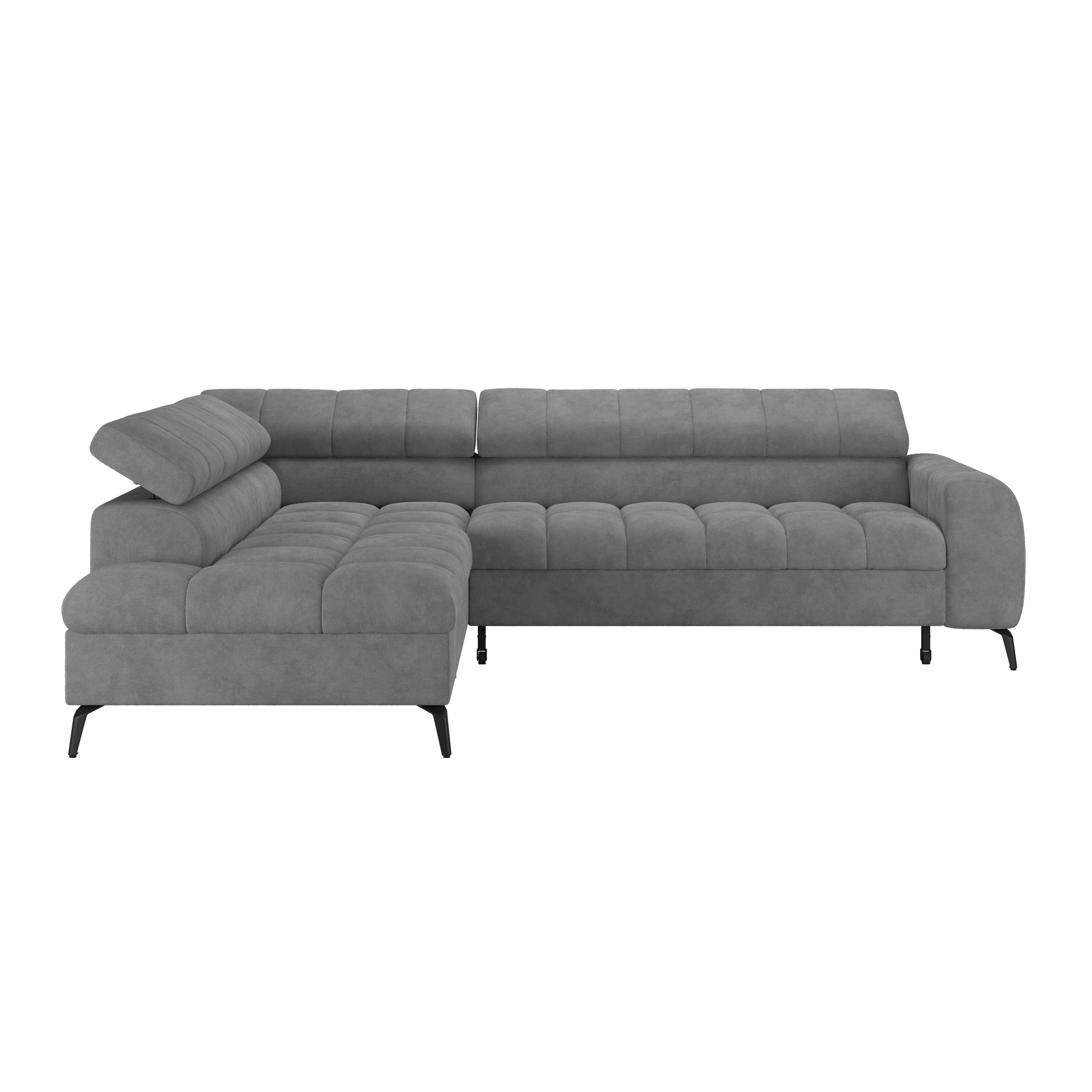 Ecksofa mit Schlaffunktion & Bettkasten Volf Graublau - Graublau/Schwarz, Trend, Kunststoff/Textil (203/261cm)