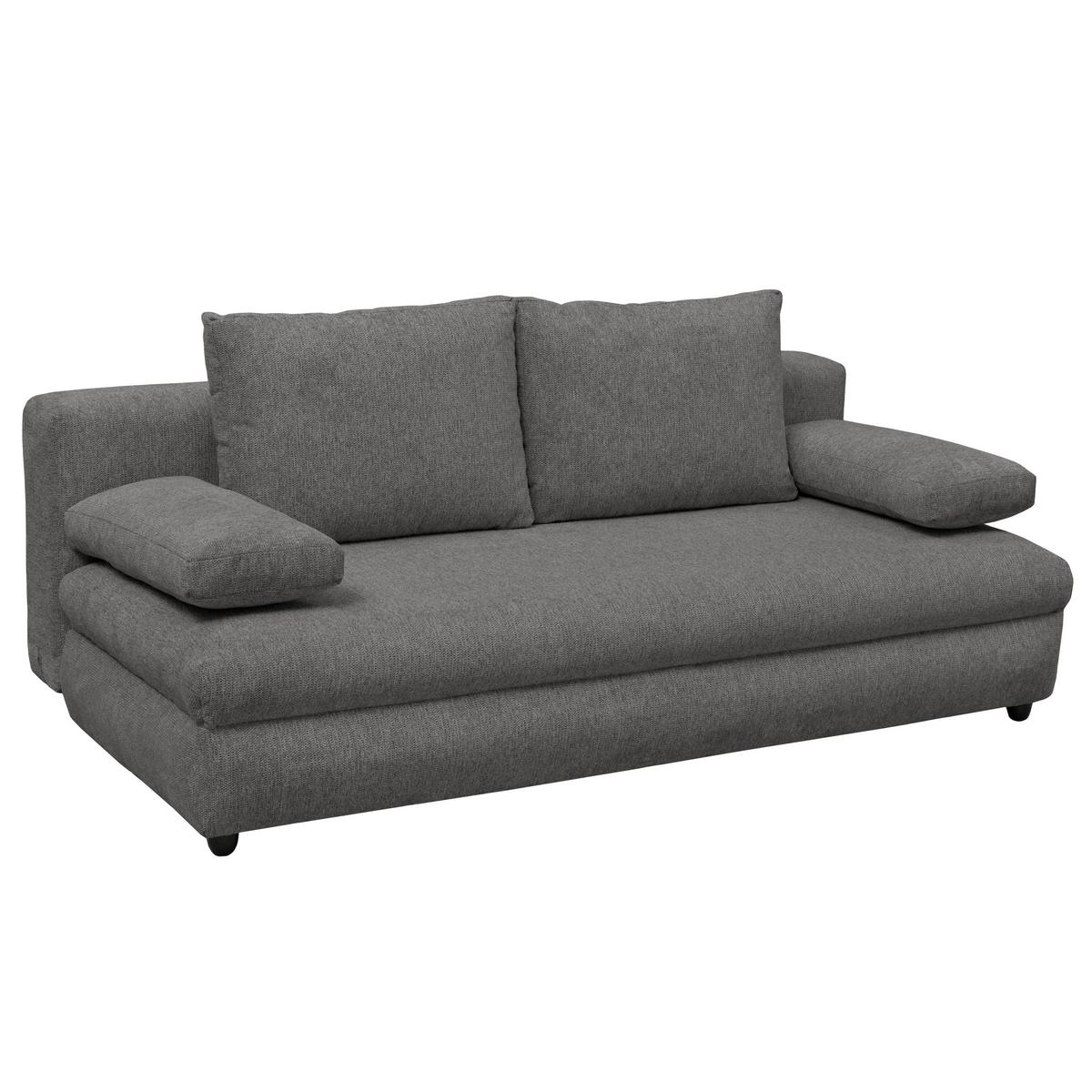 Schlafsofa Olso Dunkelgrau, Lf: 200x140 Cm - Dunkelgrau/Schwarz, Trend, Holz/Kunststoff (205/72/100cm)