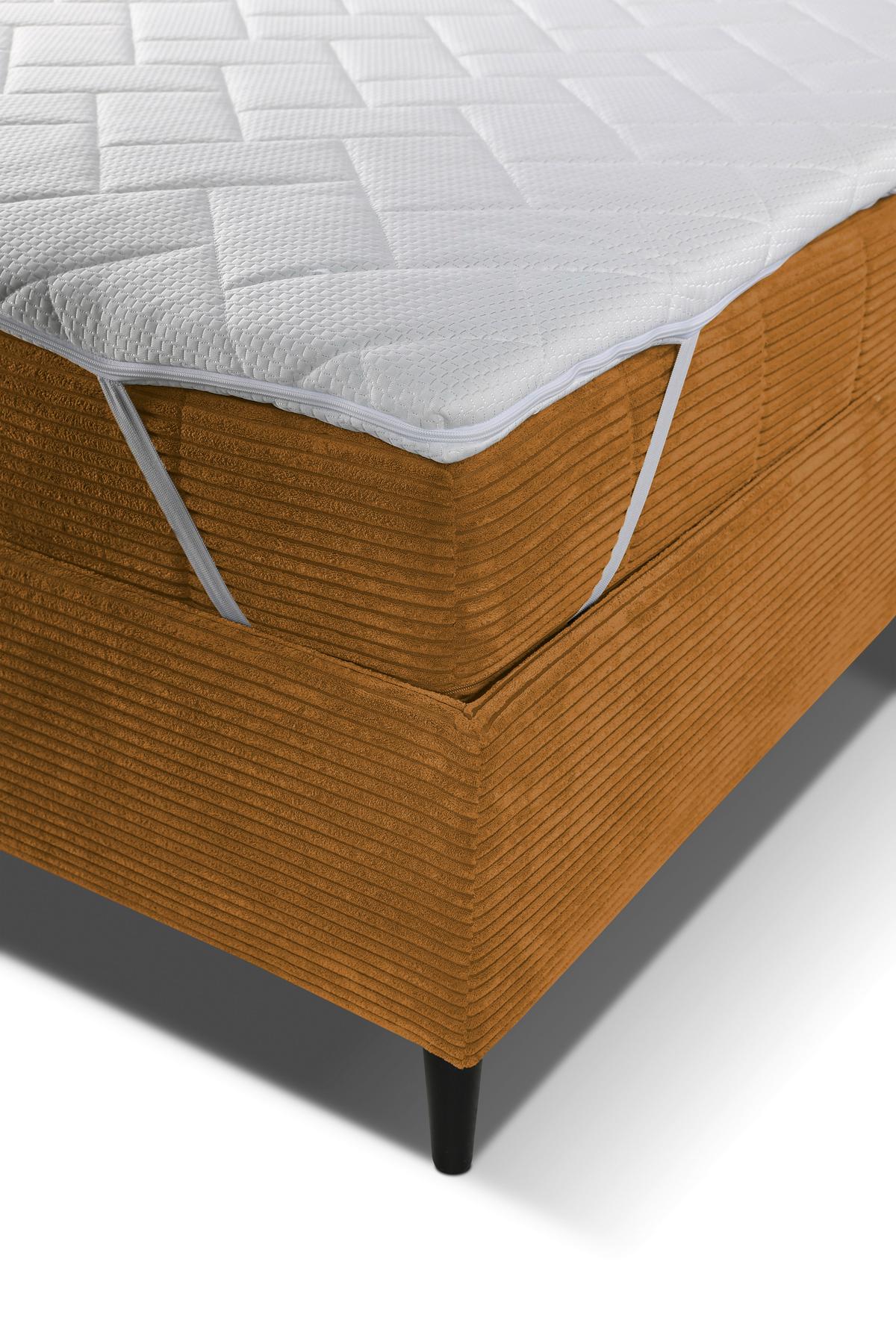 Polsterbett mit Lattenrost Mia Kupferfarben 180x200 cm - Creme/Schwarz, LIFESTYLE, Holz/Holzwerkstoff (180/200cm) - Livetastic
