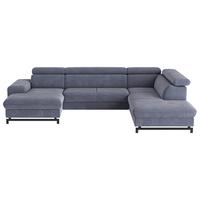 Wohnlandschaft Emma Mit Schlaffunktion Blau - Blau/Schwarz, Textil (165/328/215cm) - MID.YOU