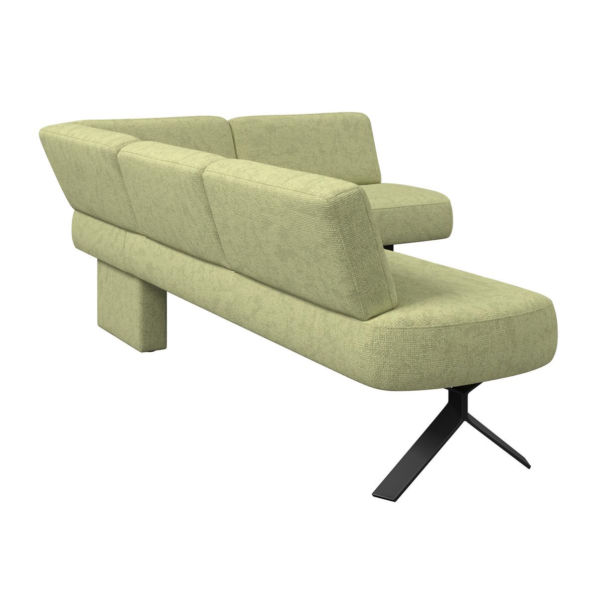 Eckbank olivgrün/Metallbeine Ulmo, S:248x176cm - Schwarz/Olivgrün, MODERN, Textil/Metall (248/176cm)