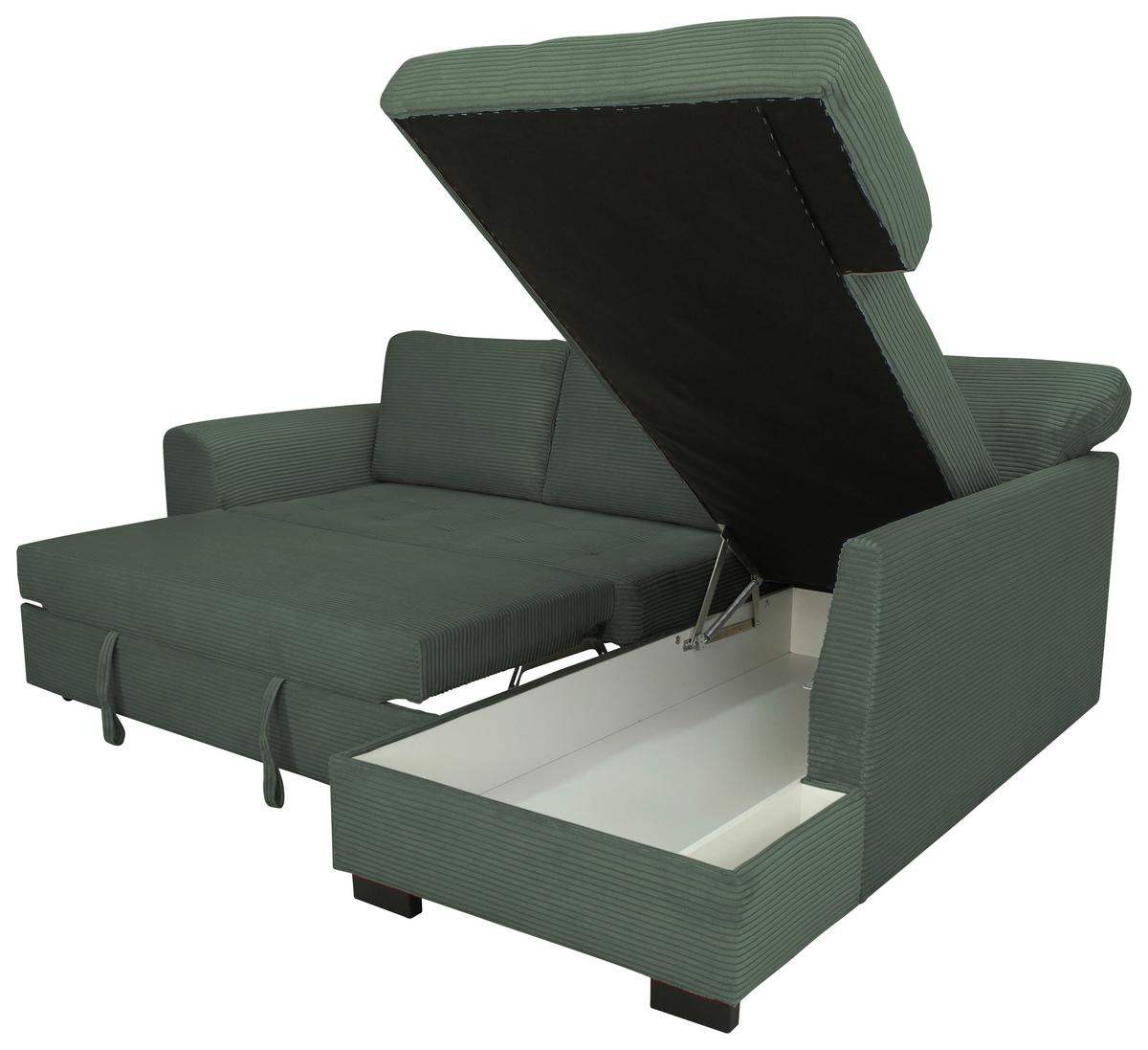 Ecksofa John Grün S: 239x178 cm - Schwarz/Grün, Trend, Textil (239/178cm)