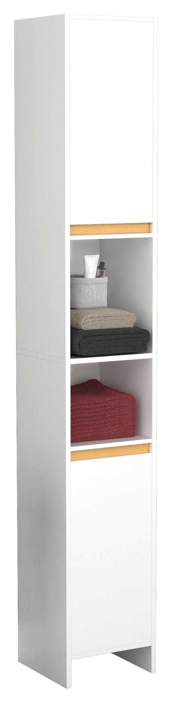 Hochschrank Malira Weiß/Eiche Dekor B:30cm - Honigeiche/Eichefarben, MODERN, Holzwerkstoff (30/189/30cm) - MID.YOU