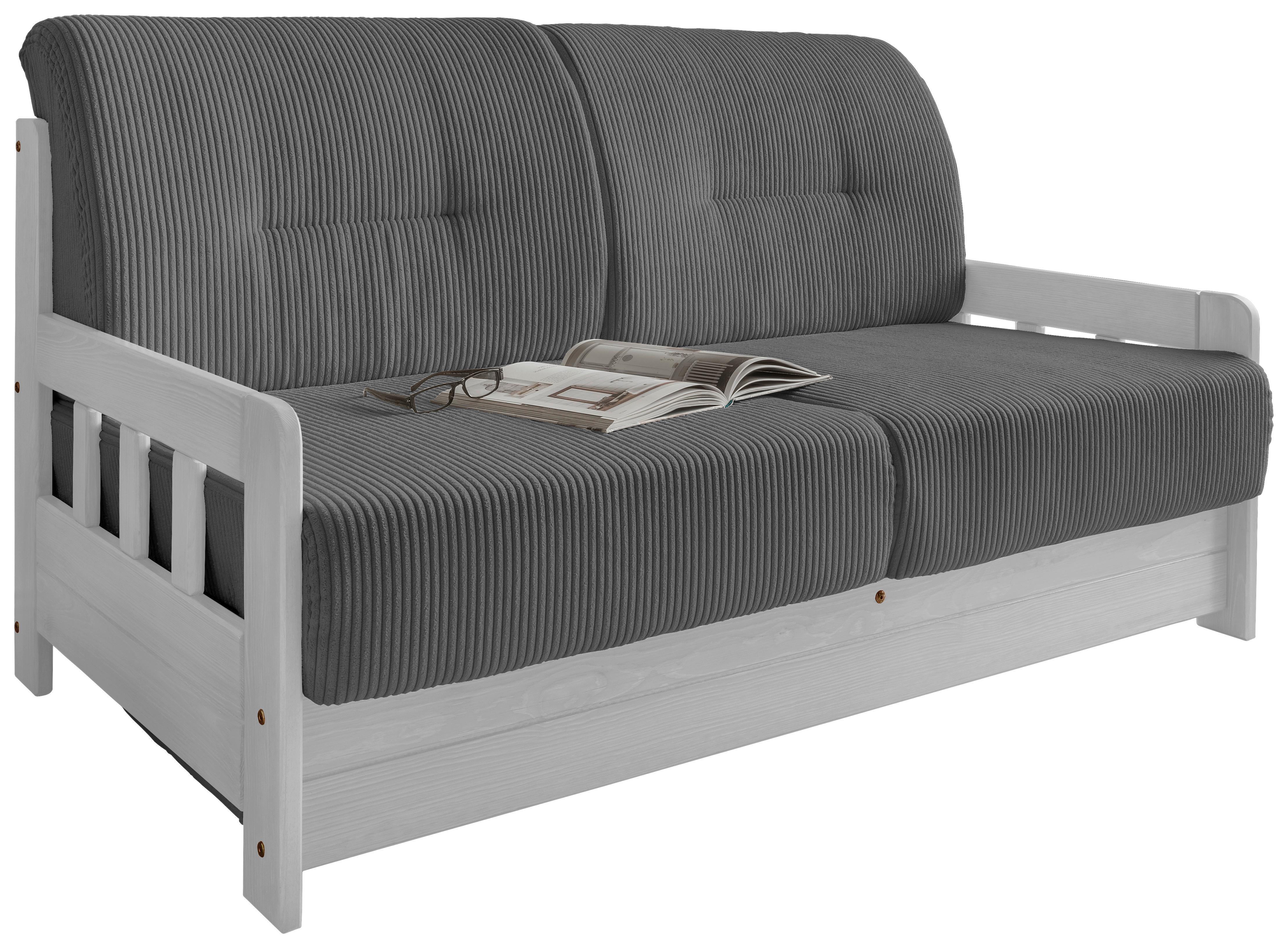 Schlafsofa Camino Weiß/Grau B: 154 cm - Weiß/Grau, MODERN, Holz/Textil (154/88/90cm) - Livetastic