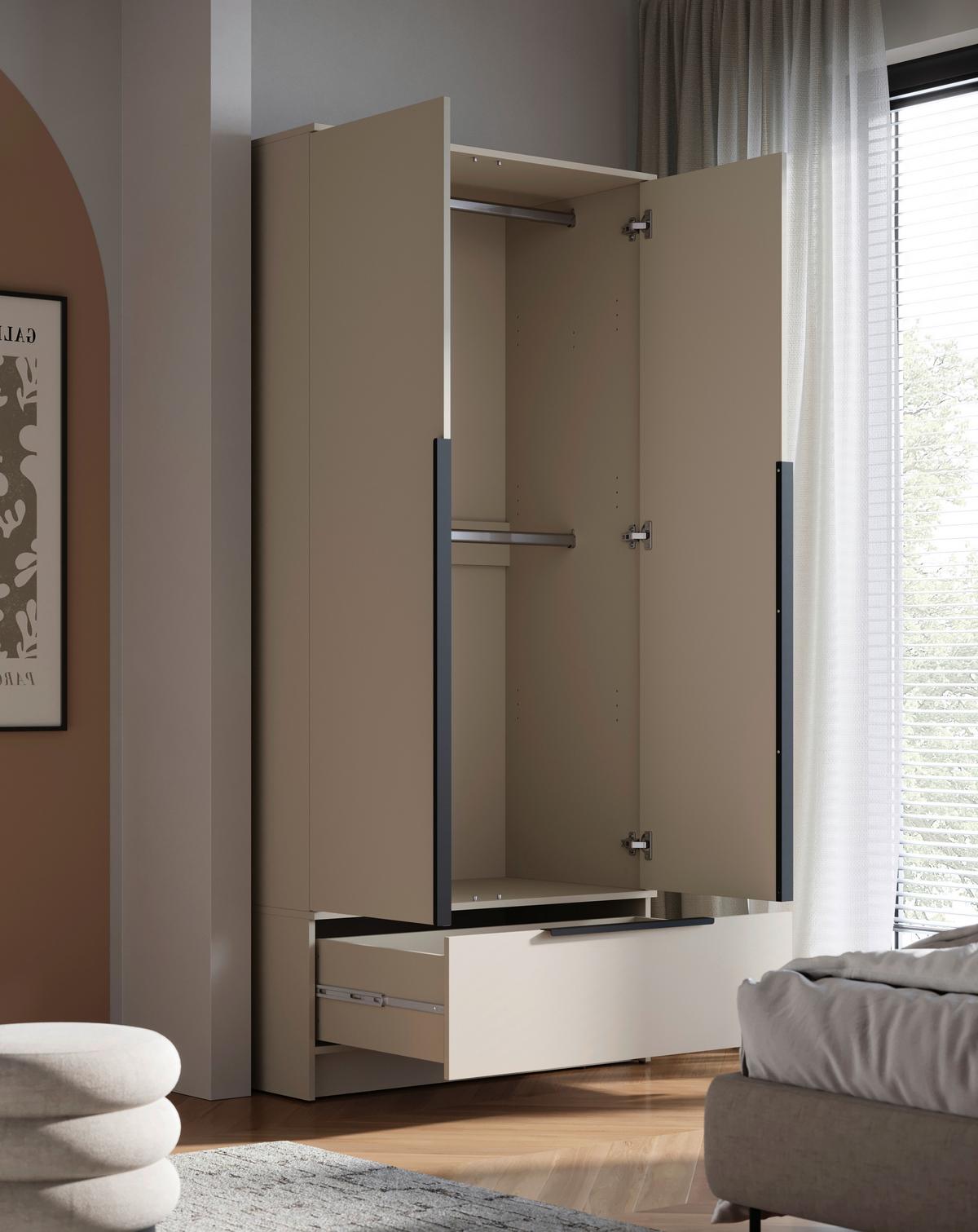 ŠATNÍ SKŘÍŇ SPIRIT - černá/kašmírová, Konvenční, kov/kompozitní dřevo (90,2/192,9/51cm) - P & B