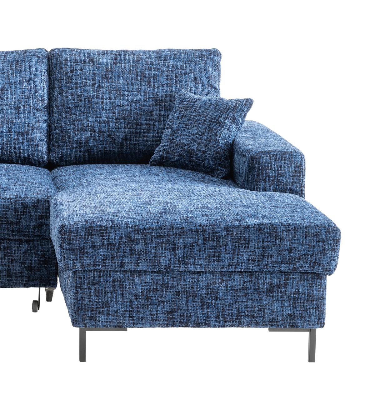 Eckschlafsofa Zona, Blau S: 237x143 Cm - Blau/Schwarz, KONVENTIONELL, Textil (237/143cm) - Livetastic