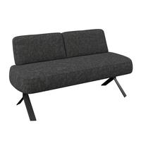 Sitzbank grau/Metallbeine Ulmo B: 162 cm - Dunkelgrau/Schwarz, MODERN, Textil/Metall (162/83/71cm)