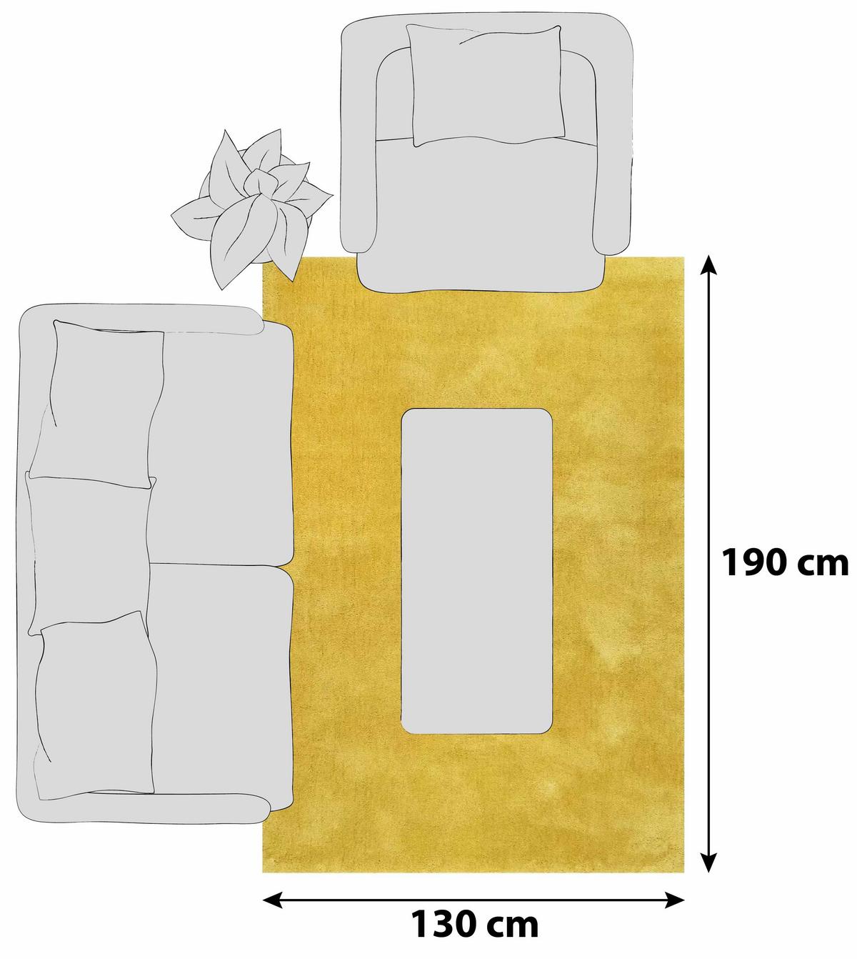 Hochflorteppich Relaxx Gelb 130x190 cm - Gelb, KONVENTIONELL, Textil (130/190cm) - Esprit