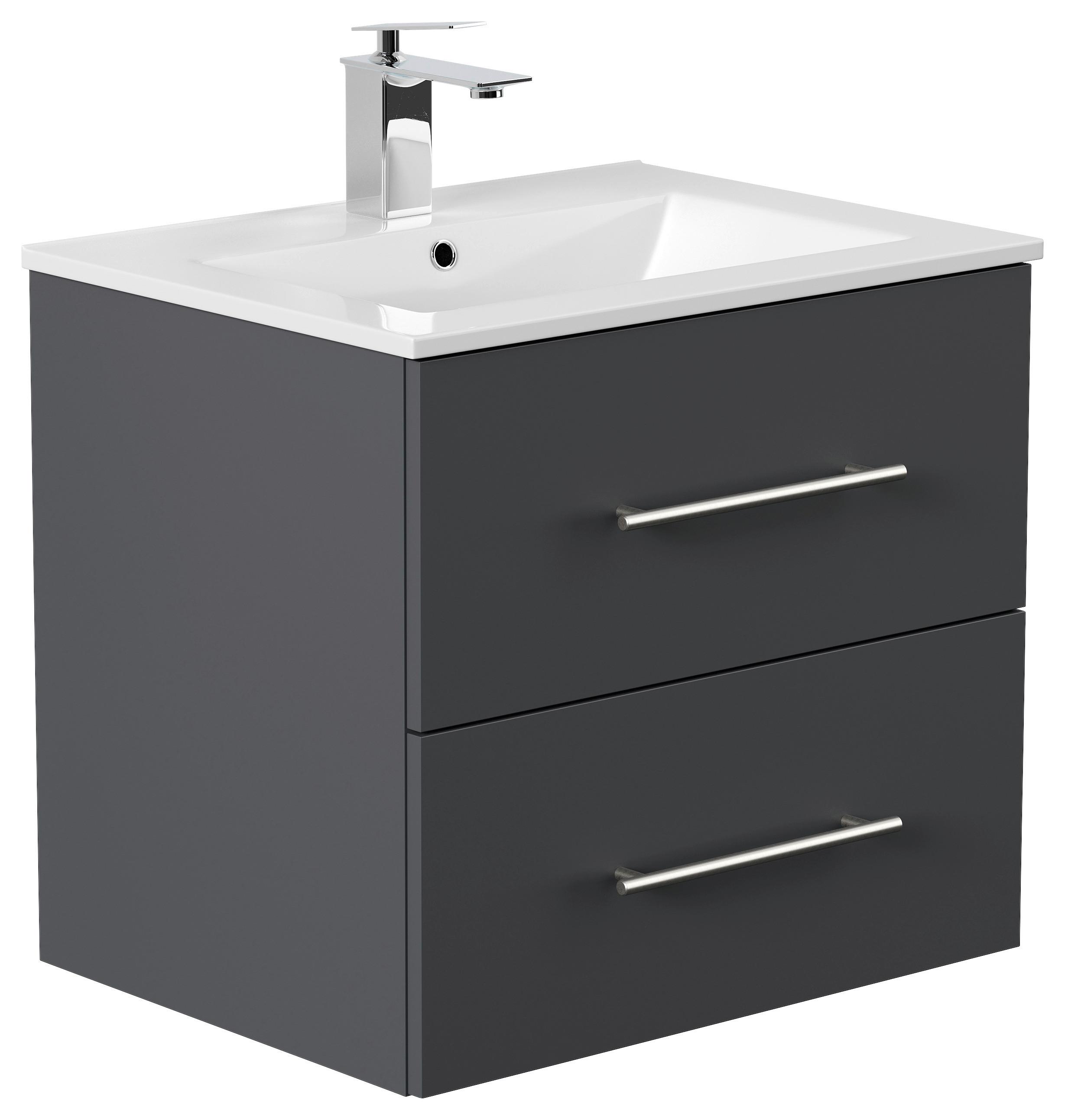 WASCHTISCHKOMBI Homeline, Graphitfarben B: 61,5 cm - Graphitfarben/Weiß, Basics, Keramik/Holzwerkstoff (61,5cm) - MID.YOU
