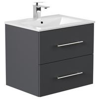 WASCHTISCHKOMBI Homeline, Graphitfarben B: 61,5 cm - Graphitfarben/Weiß, Basics, Keramik/Holzwerkstoff (61,5cm) - MID.YOU