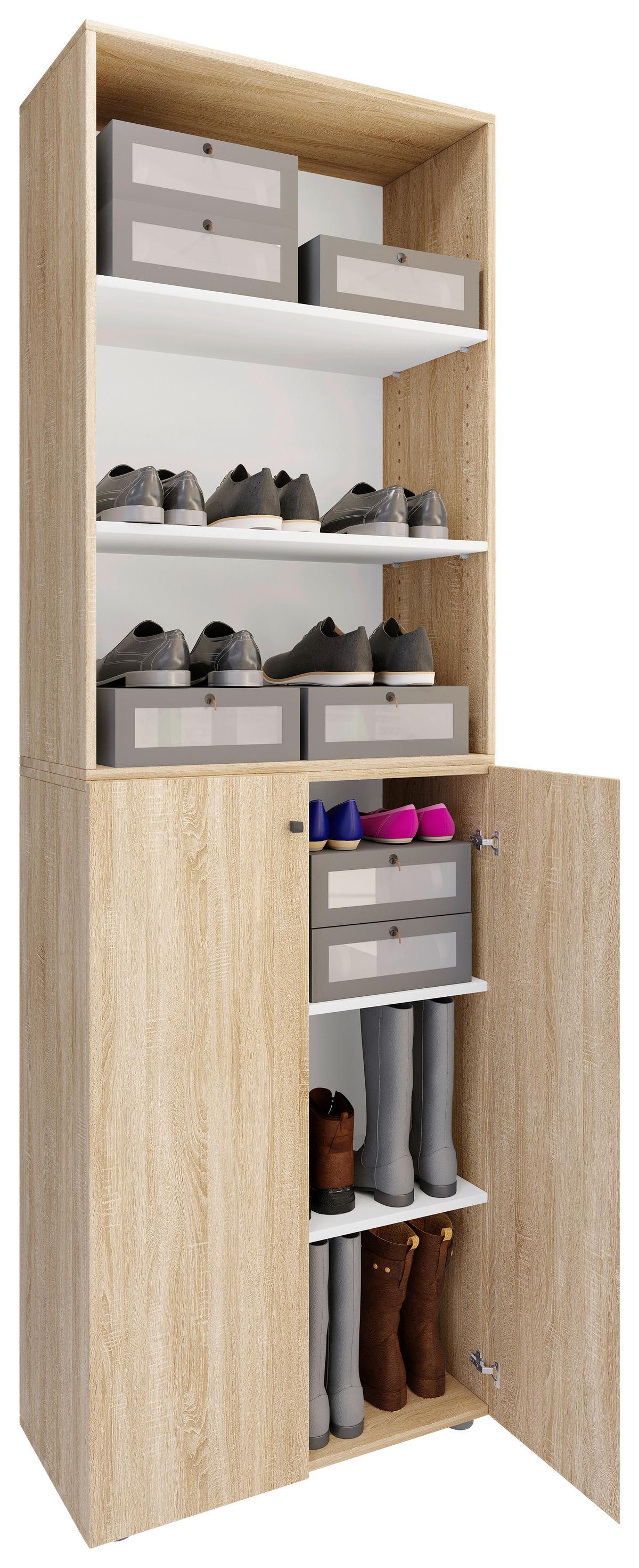 Schuhschrank Lona Sonoma Eiche Dekor - Schwarz/Sonoma Eiche, Design, Holzwerkstoff (70/220/40cm) - MID.YOU