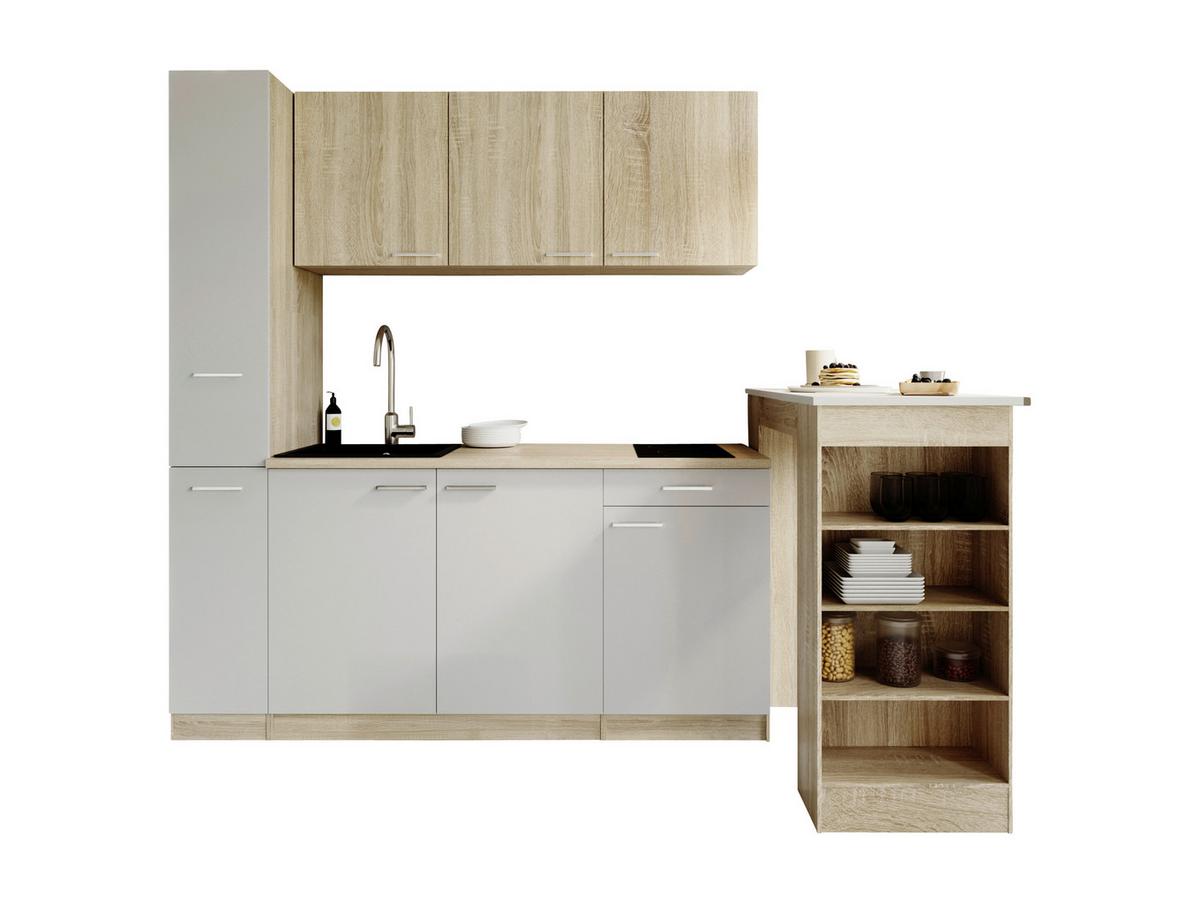 KÜCHENBLOCK Ingrid, Weiß B: 180 cm - Eichefarben/Weiß, Design, Holzwerkstoff (180cm) - Respekta