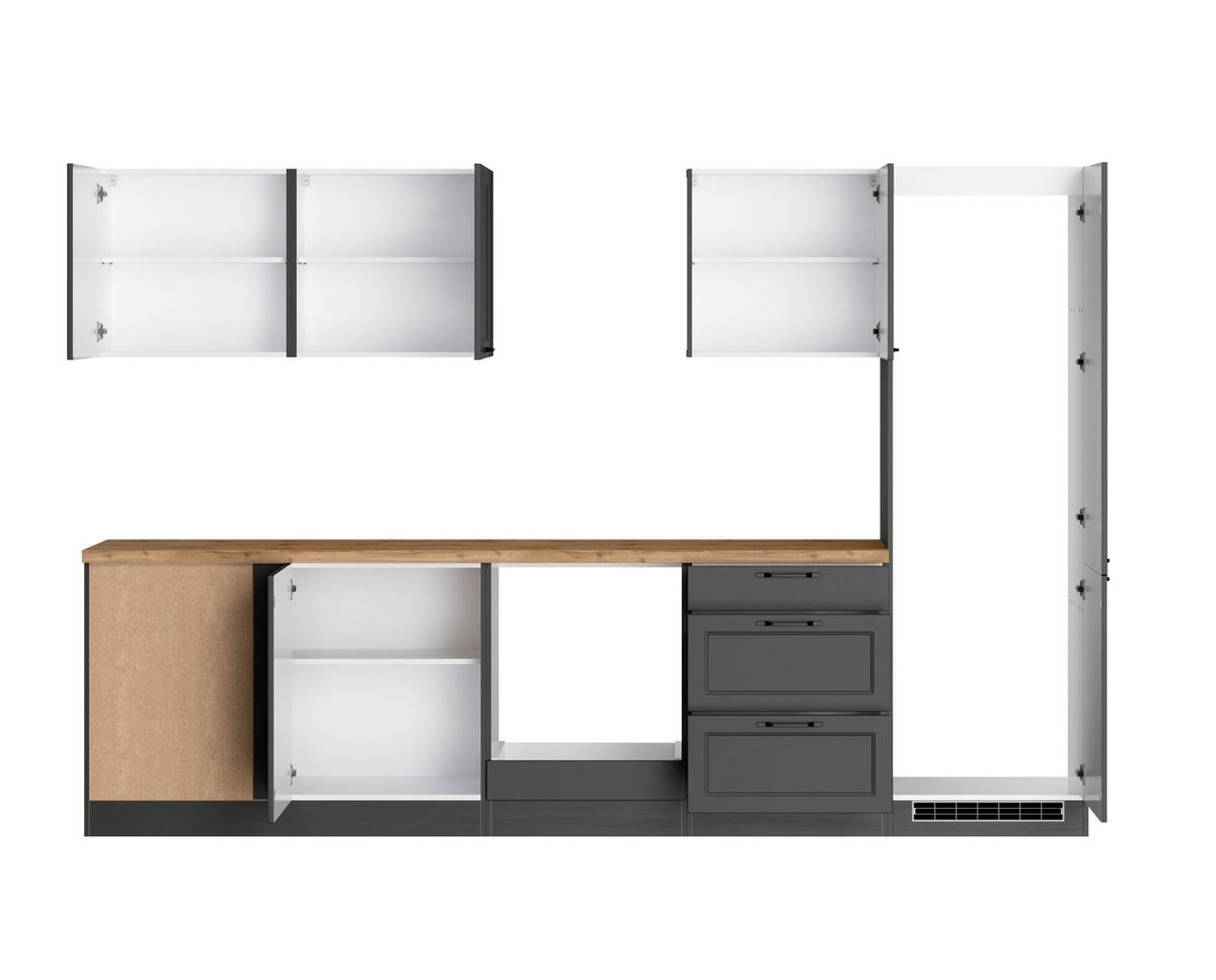 Eckküche Meran ohne Geräte 240x300 cm Grau/Eiche Dekor - Eiche Wotan/Grau, LIFESTYLE, Holzwerkstoff (240/300cm) - Held