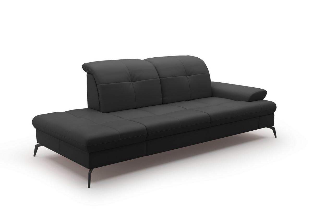 Récamiere Amica E, Schwarz B: 231 cm - Schwarz, KONVENTIONELL, Leder/Textil (231/90/122cm) - Sit & More