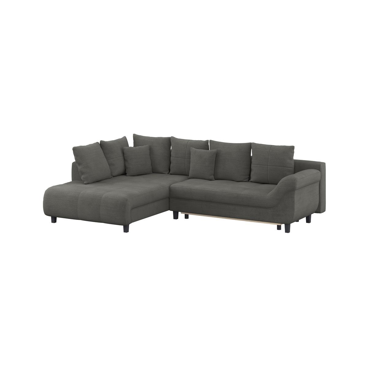 Ecksofa mit Schlaffunktion Mendoza New Chenille 197x309cm - Anthrazit/Schwarz, KONVENTIONELL, Textil (197/309cm) - Ondega