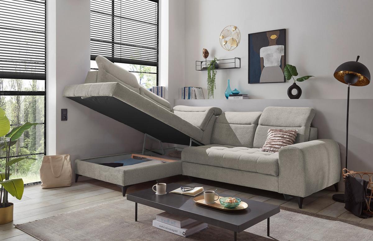 Ecksofa Rockdale Grau S: 200x282 cm - Schwarz/Grau, KONVENTIONELL, Textil (200/282cm) - MID.YOU