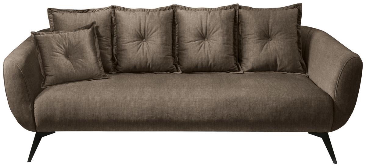 3-sitzer-sofa Baggio Mit Kissen Braun - Schwarz/Braun, MODERN, Holz/Textil (236/94/103cm) - Livetastic
