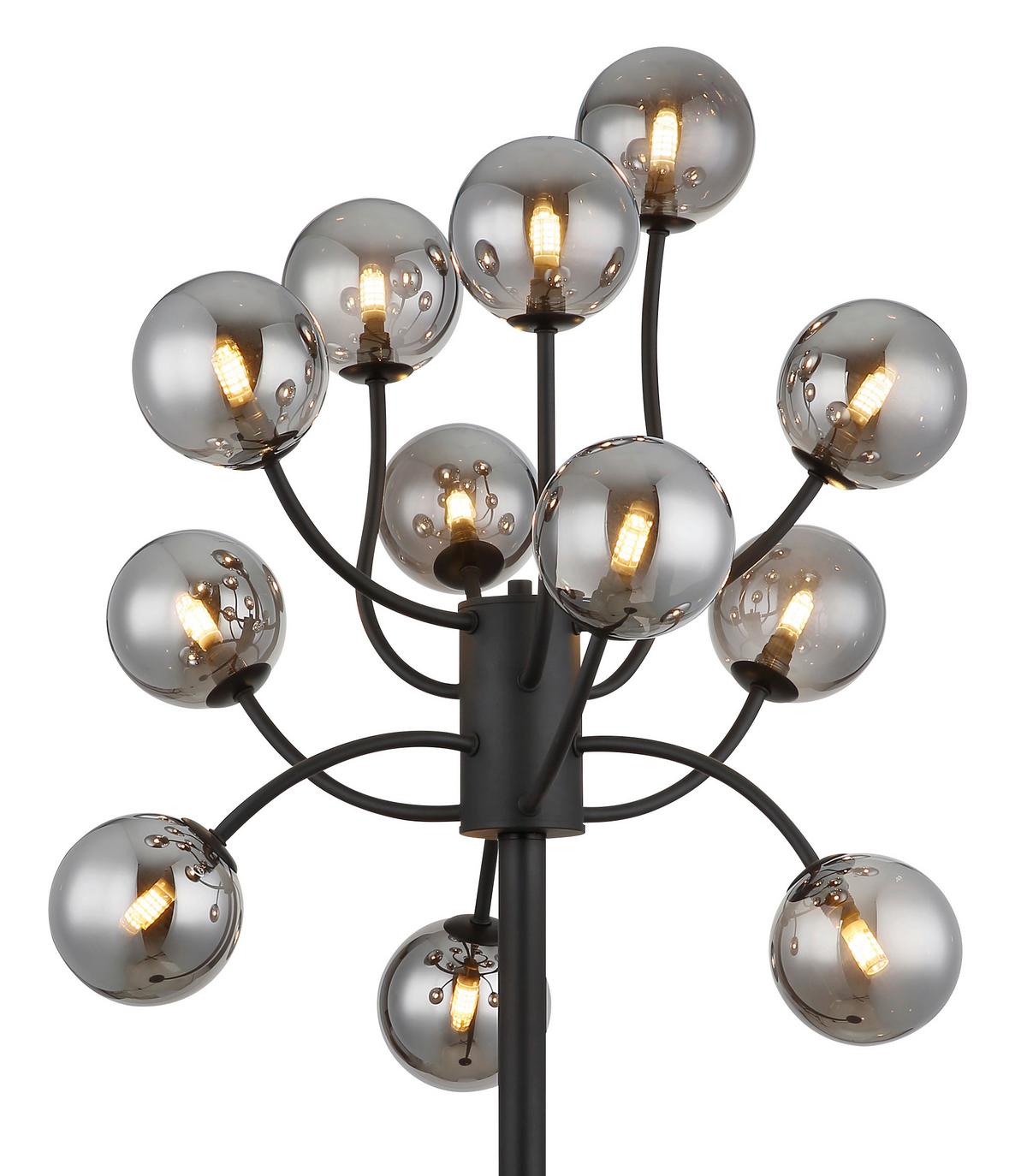 Stehleuchte Riha Rauchglas, DxH: ca. 62x200 cm - Schwarz, Design, Glas/Kunststoff (62/200cm) - Globo